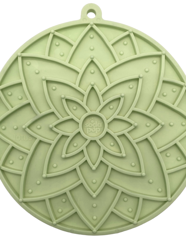 SodaPup Dog Toys - Lotus eMat Enrichment Lick Mat With Suction Cups: Light Green