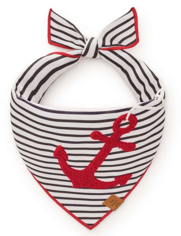 The Foggy Dog - Anchor Applique Dog Bandana: S - up to 13”