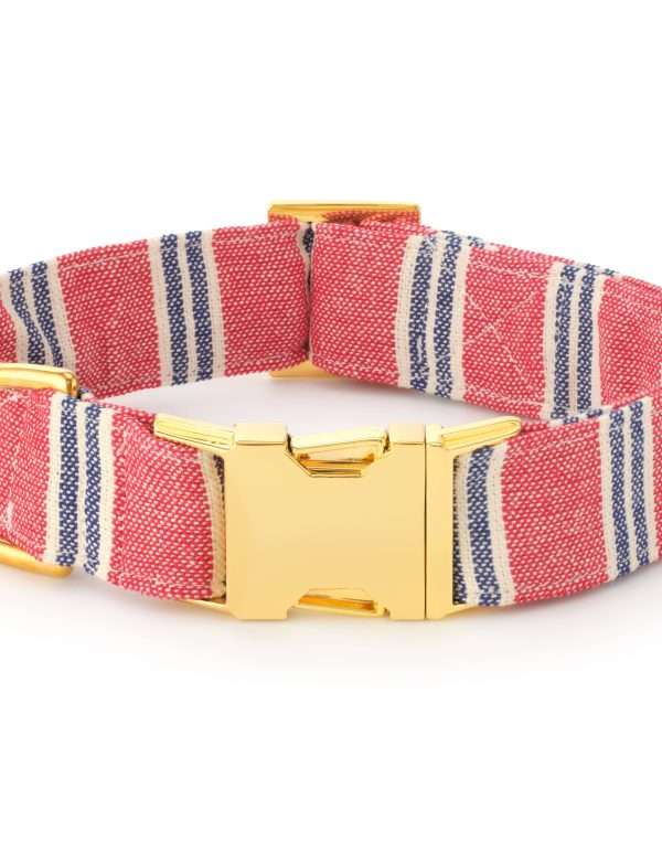 The Foggy Dog - Nantucket Stripe Dog Collar: XS - 8-11”