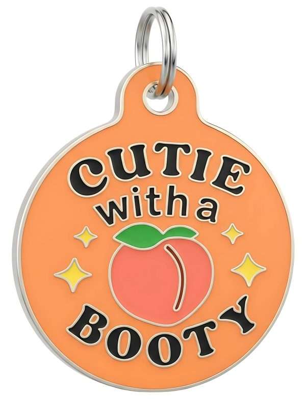 Bad Tags - Funny Dog Charm & Pet ID Tag - Cutie with a Booty: Engraved QR Code, Large 1.25"